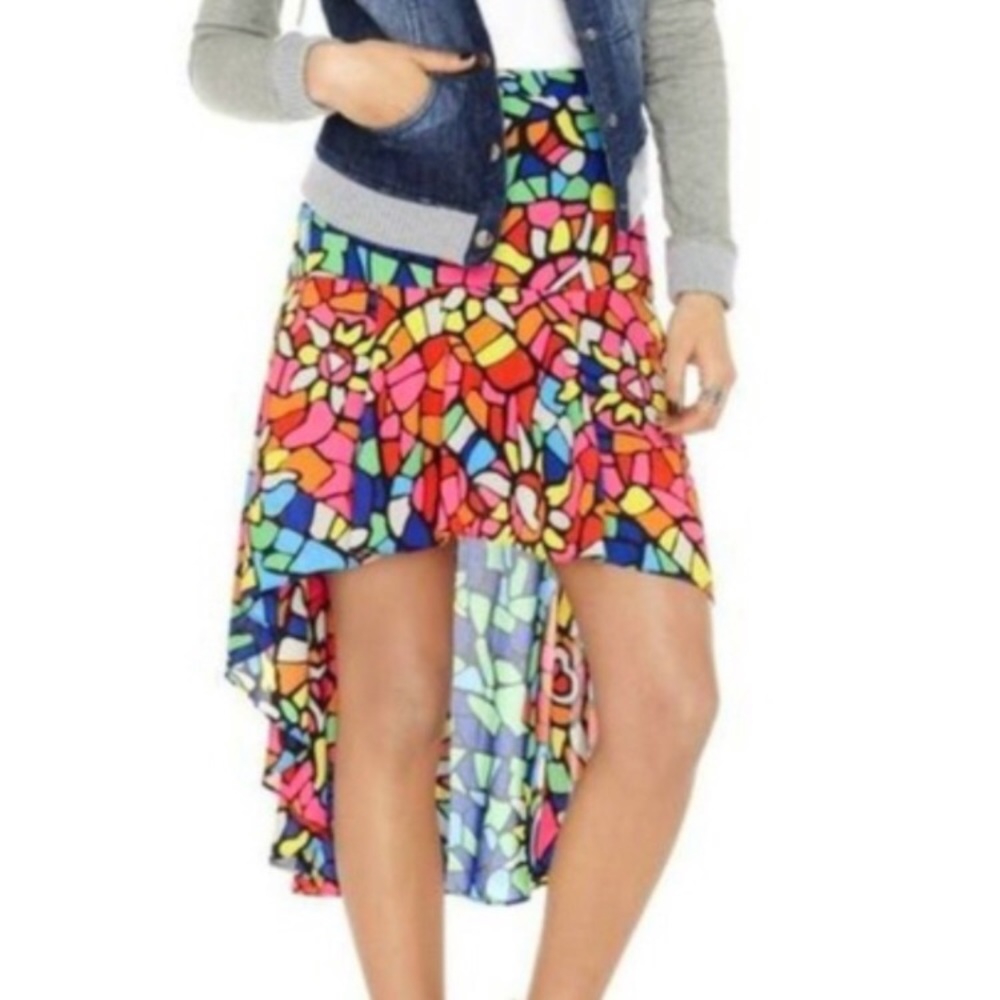Nanette Lapore stained glass hi low skirt